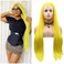 Micro Braided Lace Front Wigs for Black Woment Yellow Box Braid Hair Wig Long Synthetic Hair Wig Pre Plucked Hairline Frontal Lace Glueless Heat Resistant Fiber Hair Cosplay Party 28inches