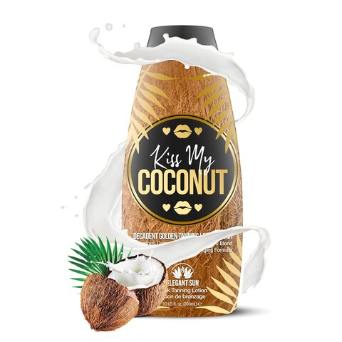 Kiss My Coconut - Tanning Bed Lotion, Skin Softening Golden Tan Intensifier with Coconut Milk &amp; Cocoa Butter, No Bronzer, Unisex Hydrating Indoor/Outdoor Accelerator by Elegant Sun