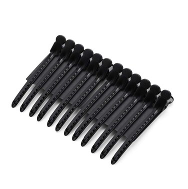 12Pcs/set 3.7 Inches Metal Hair Clips for Styling and Sectioning,Dividing Duck Bill Clips with Prevent slippery Holes, Professional Salon Hair Clips for Women and Girls (Black)