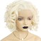 ANOGOL Hair Cap+Blonde Lace Front Wig Short Bob Curly Synthetic Hair Wigs for White Women Layered Platinum Blonde Lace Front Wig 613 Blonde Wig Synthetic Lace Front Wig for Custome Halloween Party