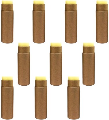 10 Pcs 1oz Cardboard Lip Balm Tubes Kraft Paper Lipstick Tube Empty Lip Gloss Containers Refillable Chapstick Container Round Paper Solid Tube for DIY Cosmetic Samples Lotion Deodorant,Brown