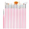 15pcs Pink Nail Art Brushes Set, Nail Art Design Tools, Nail Dotting Tools, Nail Dust Brush, Striping Nail Art Brushes for Long Lines, Nail Drawing Pen For Nail Design
