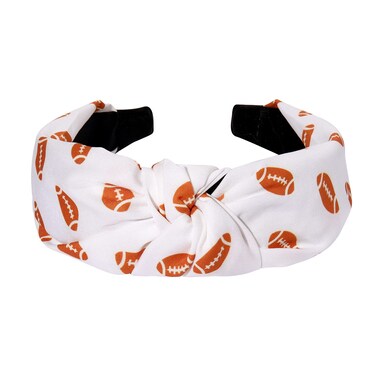 ZITULRY Knotted Headbands for Women Basketball Football Baseball Printed Wide Top Knot Headband Sport Hairband Party Game Hair Accessories Funny Gifts for Women Girls (D Football Headbands)