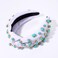 ZITULRY Knotted Headbands for Women Turquoise Top Knot Wide Headband Boho Turquoise Jeweled Embellished Top Knot Hairband Western Turban Hair Accessories (Turquoise Hairband White)