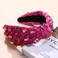 Jeweled Knotted Headband for Women Crystal Embellished Soft Flannel Hairband Women's Fashion Headbands Hair Accessories (Rose Red - Style B)