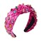 Jeweled Knotted Headband for Women Crystal Embellished Soft Flannel Hairband Women's Fashion Headbands Hair Accessories (Rose Red - Style B)
