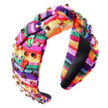 HEIDKRUEGER Knot Colorful Rhinestone Mexican Embroidered Fiesta Party Hair Accessories