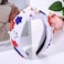 4th of July Knot Headband for Women Red White Blue Star Hairband Pearl Rhinestone Stars Beaded USA Patriotic Knotted Head Band Headpiece Hair Accessories (patriotic headband A)