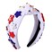 4th of July Knot Headband for Women Red White Blue Star Hairband Pearl Rhinestone Stars Beaded USA Patriotic Knotted Head Band Headpiece Hair Accessories (patriotic headband A)