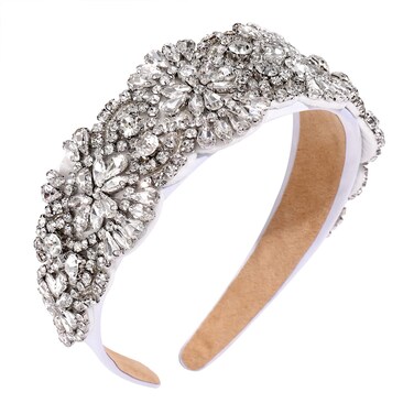 Crystal and Pearl Beaded Hairbands - Rhinestone Embellished Headbands for Women, Girls Party and Baroque Fashion Hair Hoop Accessories (Baroque White)