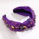 Rhinestone Knotted Mardi Gras Headband for Women Sparkly Crystal Embellished Hairbands Twist Turban Headband Elastic Wide Velvet Hair Hoop Party Holiday Headwear for Girls (Mardi gras colors)