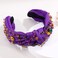 Rhinestone Knotted Mardi Gras Headband for Women Sparkly Crystal Embellished Hairbands Twist Turban Headband Elastic Wide Velvet Hair Hoop Party Holiday Headwear for Girls (Mardi gras colors)