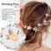 ANCIRS 6 Pack Pearl Bridal Wedding Hair Styling Pins, Leaves Style Bride Head Piece, U Shape Rhinestone Flower Hair Accessories for Women &amp; Girls Wedding Hairstyles- Gold