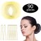 Zonon Bun Hair Nets Invisible Elastic Edge Mesh and U Shaped Pins Set, 50Pcs Individual Package Invisible Hair Nets, 40Pcs U Shaped Pins for Ballet Bun, Sleeping, Women and Wig (Beige)