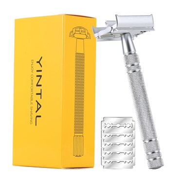 Double Edge Blades Safety Brass Razor Manual Shaver Silver Matching Butterfly Men Shaving