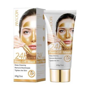 24K Gold Peel Off Mask, Blackhead Remover Mask for Face, Anti-Aging Blackhead Mask Deep Cleansing Lifting Firming Face Skin Care Mask Reduces Blackheads, Fine Lines &amp; Wrinkles Great for All Skin
