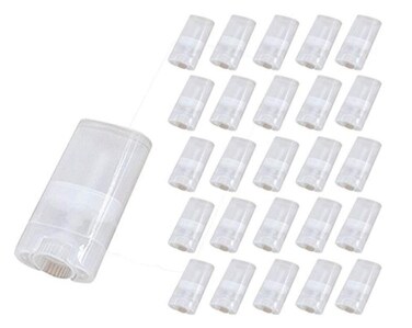 15 ML Clear Empty Plastic Oval Deodorant Containers Lip Balm Tubes for Lipstick, Crayon,chapstick,homemade Lip Balm,BPA Free (25 Pcs)