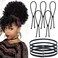 8 PCS Adjustable Hair Bands - Thick Heavy, Curly, Afro Puff Ponytail Holders for Women's Long Hair, Braids, Crochet (Black)