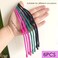 6PCS New Adjustable Hair Ties Long Headband for Natural, Thick, Kinky &amp; Curly Afro Puff Ponytail Holder for Women (BLACK, GREEN, PINK-6PCS)