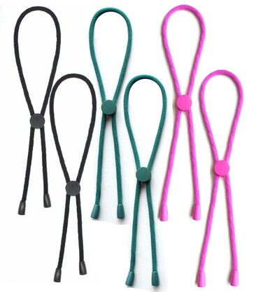 6PCS New Adjustable Hair Ties Long Headband for Natural, Thick, Kinky &amp; Curly Afro Puff Ponytail Holder for Women (BLACK, GREEN, PINK-6PCS)