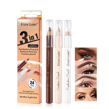 Eyebrow Pencil Eyebrow Lift Highlighting Pencil, Contour Pencil Set Highlighter Stick, Eyeliner, -3 Eye Makeup Pencil Set, Fill &amp; Define Eyebrows, For Women (03# Dark Coffee)