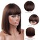 Kalyss Blunt Bob Short Hair Wigs for Women Heat Resistant Yaki Human Hair Blended Brown Highlights Women&rsquo;s Wig With Hair Bangs (Brown)