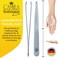 CS25 4" Professional Surgical Grade Stainless Steel Precision Tip Eyebrow Tweezers for Facial Hair Shaping &amp; Removal. Beauty Tool for Men/Women. Made in Solingen Germany (Slanted)
