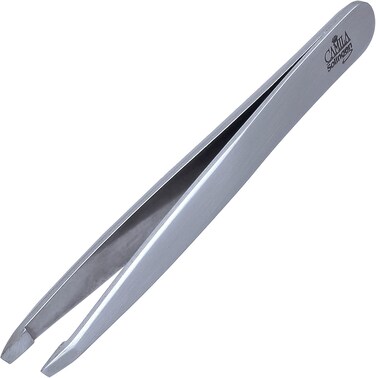 CS25 4" Professional Surgical Grade Stainless Steel Precision Tip Eyebrow Tweezers for Facial Hair Shaping &amp; Removal. Beauty Tool for Men/Women. Made in Solingen Germany (Slanted)