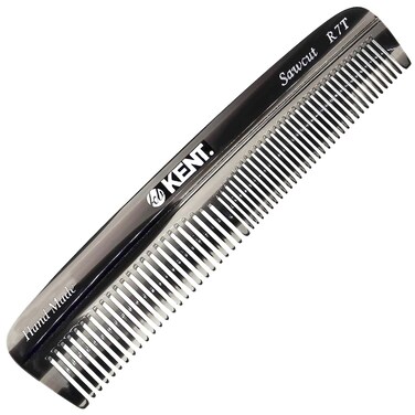 Kent R7T Fine and Wide Tooth Hair Comb, Handmade Pocket Comb for Men, Best Beard Comb and Mustache Comb for Everyday Grooming and Styling, Sawcut Kent Comb, Made in England