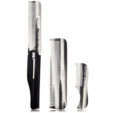 Kent Folding Beard and Mustache Comb Set - Mini Combs for Men's Grooming, Travel, and Handmade Care