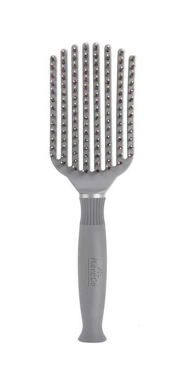 (All New) KareCo Tangle Buster Flexible Paddle Brush, Detangler &amp; Styler for All Hair Types   Dual Nylon and Boar Bristles (9 Fingers)