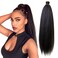 Darling Kinky Straight Ponytail Hair Extension 1X (1 Pack, 1X per Pack), Wrap-Around Pony, Natural Black Soft Texture, Drawstring Wrap Around Clip in Yaki, 26 Inch, #1