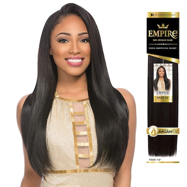 Sensationnel Empire Yaki weave hair - virgin Human hair extensions Yaki texture hair for weaving and sew in styles - Straight Yaki 1 pack (10 inch, S1B/350), 6.0 ounces