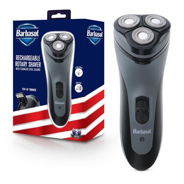 Xtreme Digital Lifestyle Accessories Barbasol Rechargeable Electric Rotary Shaver with Stainless Steel Blades and Pop Up Trimmer