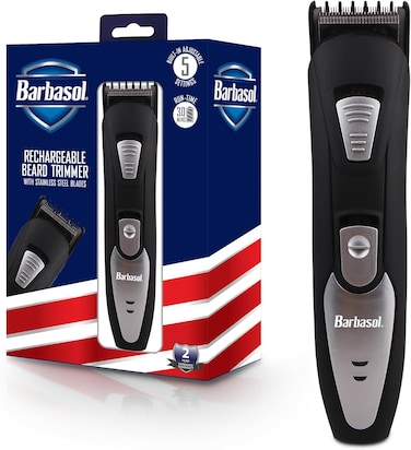 Barbasol Rechargeable Electric Beard Trimmer with Stainless Steel Blades and Adjustable Settings