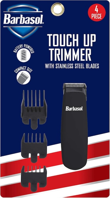 Barbasol Battery Powered Compact Touch Up Trimmer with Precision Stainless Steel Blades and 3 Guide Combs