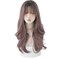 Chic Korean Fashion 26 Inch Long Wavy Curly Wig, Natural Heat-Resistant Synthetic Hair Wigs with Bands For Cosplay and Daily Wear (Pink Brown)