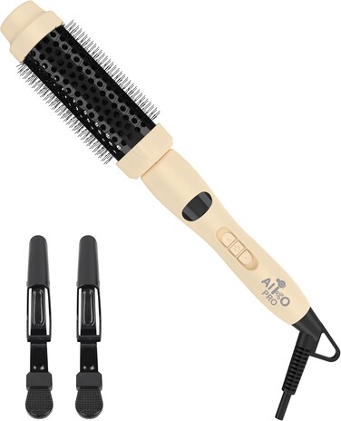 Ionic Thermal Brush for Blowout Styling, 1.5 Inch Ceramic Heated Round Brush Makes Hair Shiny &amp; Smooth, Hot Curling Iron Brush for Natural and Voluminous Curls, Easy to Use, Dual Voltage