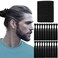 79style 60Pcs Elastic Hair Accessories - Knotted Fabric Ribbon Ponytail Holders For Men's Buns and Long Hair, No-Pull Hair Bands For Guys (Black/White)
