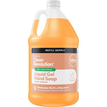 Clean Revolution Antibacterial Gel Hand Soap Refill, 128 Fl Oz, Ready To Use Gel Soap, Non-Drying Formula