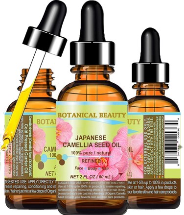 Botanical Beauty Organic Japanese CAMELLIA Seed Oil. 100% Pure Natural Undiluted Refined Cold Pressed Carrier Oil to revitalize and rejuvenate the hair, skin and nails. 2 Fl. oz 60 ml