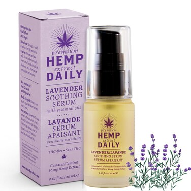 Hemp Daily Soothing Serum   Hemp Serum with Essential Oils   Vegan, Organic Ingredients   .67 Fluid Ounces (Lavender, Single)
