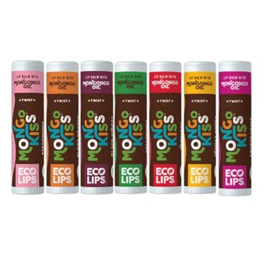 Eco Lips Mongo Kiss Organic Lip Balm 7 Pack - Blood Orange, Black Cherry, Pomegranate, Vanilla Honey, Peppermint, Strawberry Lavender, Yumberry   Mongongo Oil to Soothe &amp; Moisturize Dry, Cracked Lips