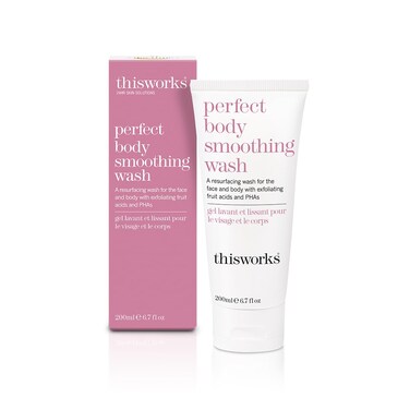 THISWORKS Perfect Smoothing Face &amp; Body Wash, Exfoliating Resurfacing Cleanser, 6.7 Ounce (200ml)