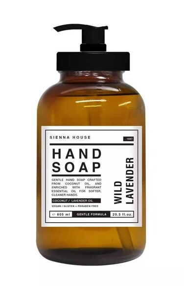 Luxury Lavender Hand Soap in Glass Bottle Dispenser (20.5 fl oz) - Perfect for Home &amp; Office