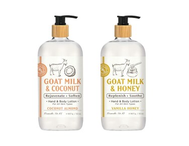 Raes Lil Shop Goats Milk Hand &amp; Body Lotion, Coconut Almond and Vanilla Honey Scents, 32 oz Set of 2 by Home and Body Company
