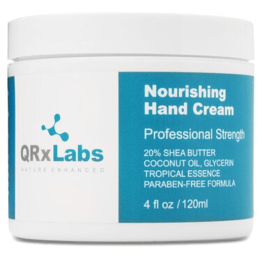 QRxLabs Shea Coconut Hand Cream 4 oz - Paraben-Free Hydrating Formula with Shea Butter, Coconut Oil, Vitamin E - Non-Greasy, Quick-Absorbing - Soften and Moisturize Hands