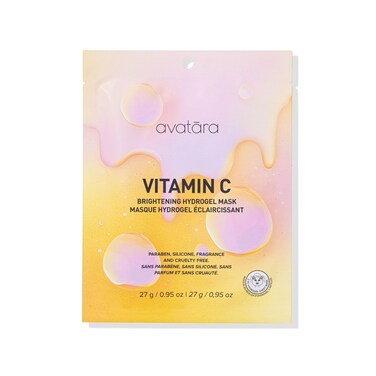 Avatara Vitamin C Hydrogel Mask, 2-Piece Cooling Facial Mask with Vitamin C, Citrus Fruit Extracts &amp; Red Seaweed - Plumping &amp; Brightening Face Mask 27g, 1-Pack