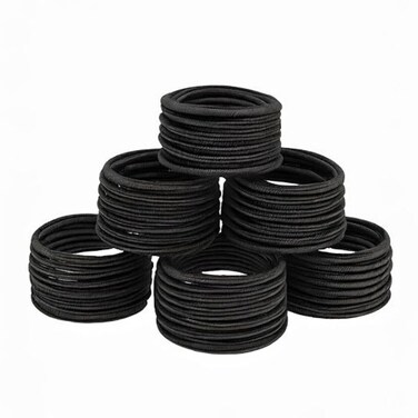 Neva Nude No Damage Elastic Black Hair Tie Bands 50 Pack &ndash; Stylish &amp; Durable 4mm Hair Ties &ndash; Snag Free &amp; Gentle for Thin Thick Straight Curly Hair