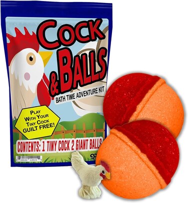 Cock N Balls Bath Time Adventure Kit - Funny Gift for Men and Women - Stocking Stuffer, Adult Gift Baskets, Dirty Santa, Bath Bomb, Bath Products, Spa Gifts for Men, Gag Gifts for Husband